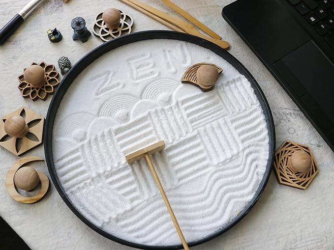 BangBangDa Mini Zen Garden Accessories - Tabletop Zen Garden Tools - Zen Garden Kit Rakes and Zen Stamp for Office Mini Zen Garden Set of 12
