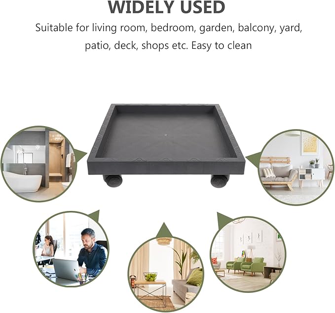 DOITOOL 14.17 Inch Square Rolling Plant Stand with Wheels Heavy Duty Flower Pot Tray for Indoor and Outdoor Use Mobile Planter Holder for Garden Patio Balcony Deck