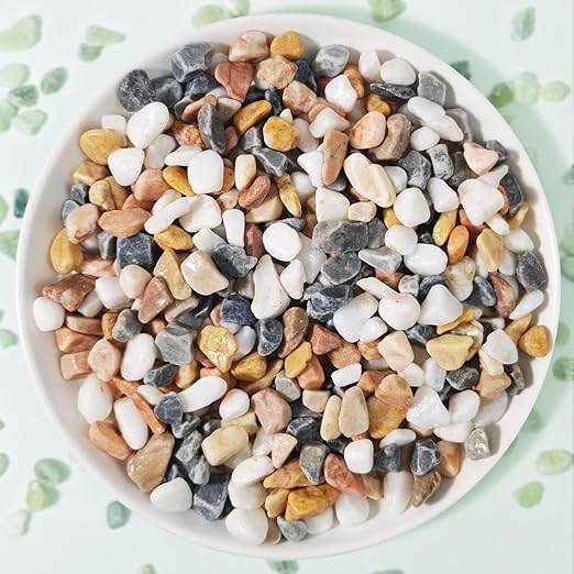 3Lb Pebbles for Indoor Plants,River Rocks for Succulent Plants,Aquarium Gravel,Decorative Stones Bonsai Garden Pebbles,Aquarium Rocks for Landscaping,Plants,Vase Fillers (Grey & White)