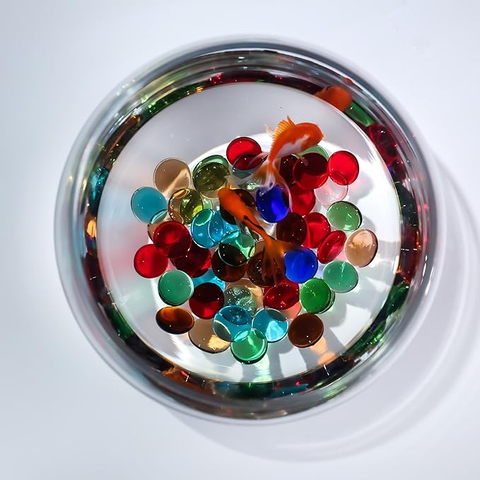 CYS EXCEL Assorted Mix Colors Glass Gemstone Beads Vase Fillers (6 LBS) Flat Marble Beads Multiple Color Choices Aquarium Decor Rocks Floral Stones Decorative Mosaic Gem Pebbles
