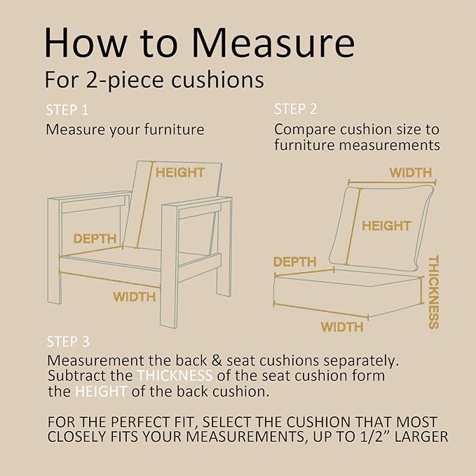 23.5"x27" Outdoor Deep Seat Patio Cushions Set of 2,Water-Resistant Stain-Resistant UV Resistant Weather Resistant with YKK Zippers,Sunbrella Antique Canvas Beige
