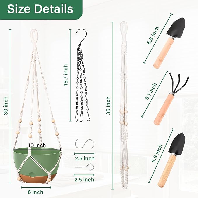 Hanging Planters for Indoor Plants, 2 Pack 10 Inch Self Watering Hanging Pots for Plants with Drainage Holes, Indoor Outdoor Hanging Flower Pots for Home Garden Ceiling Decor (Green)