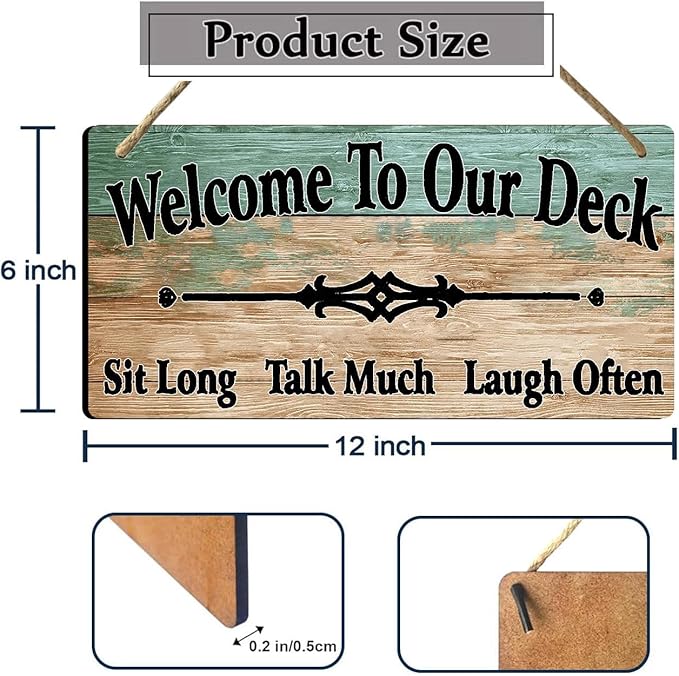 Outdoor Deck Decor Signs For Outside Welcome To Our Deck Sign Backyard Signs Pool Accessories Decorations Wood Sign 6x12 Inches