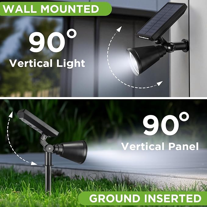 InnoGear Solar Lights Outdoor Waterproof Solar Garden Light for Outside Yard Landscape Lighting Pathway Spot Lights Spotlight Wall Light Auto On/Off, Pack of 2 (Cool White)