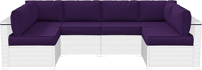 14-Piece Outdoor Cushions for Patio Furniture Thick Outdoor Chair Cushions 5" Foam High-Density Water-Resistant Deep Seat Cushion for 6-Seat Sectional Sets Liner&Cover Purple