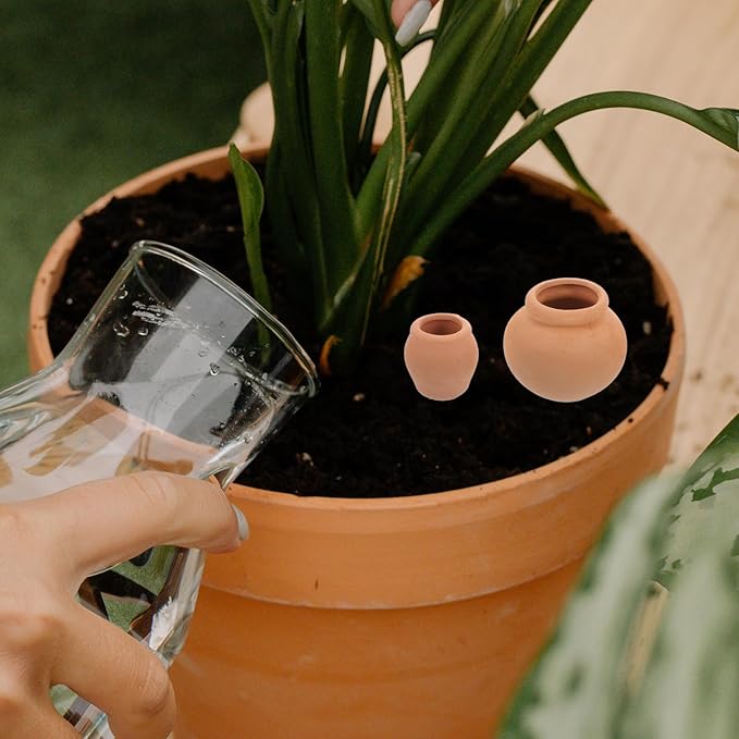 POPETPOP Mini Terracotta Succulent Pots 4-Pack Small Breathable Clay for Succulent Plants Fairy Gardens and Plant Propagation 0.87 Inch