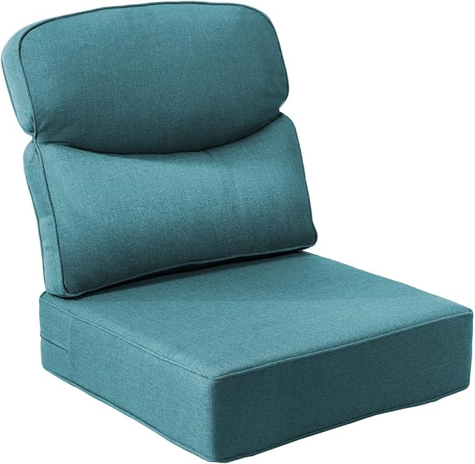 Luxury 6-Inch Outdoor Chair Cushions - 24"* 24" Patio Furniture Cushions with Dual Layer Back Support & Removable Cover, 28D High Density Sponge Patio Cushion for Outdoor Furniture Couch Peacock Green