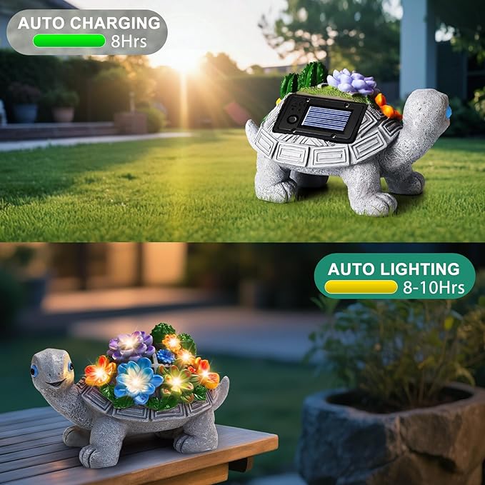 Linkax Easter Gifts for Adults, Solar Garden Decor for Outside Yard Outdoor Home Patio Decor, Turtle Statues Birthday Gifts for Grandma Mom Women Sister, Mothers Day House Warming Present