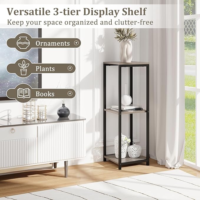Giantex 3 Tier Tall Plant Stand Indoor, 36 Inch Corner Plant Holder with Metal Frame, Modern Plant Shelf for Multiple Flower Pots, Square Plant Tables for Balcony, Living room, Garden, Tall Plant Stand