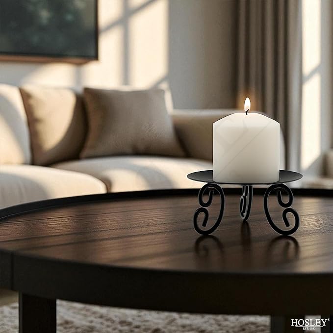Hosley Set of 2 Pillar or LED Candle Holder 5 inch Diameter Gift for Farmhouse Weddings or can be Used for Aromatherapy and Spa O5