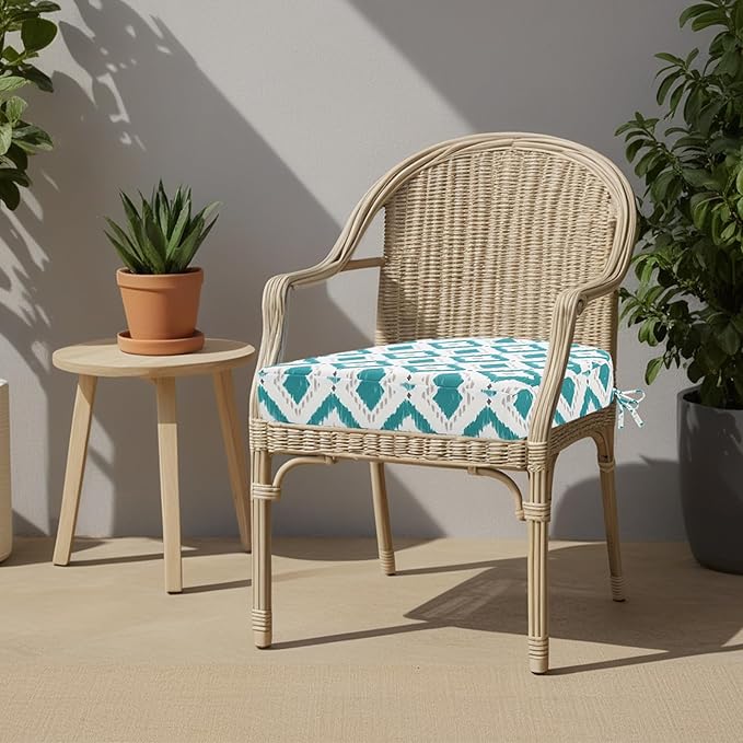 idee-home Outdoor Chair Cushions Set of 4, Thick 17" x 17" x 3" Outdoor Seat Cushions Patio Furniture Waterproof with Ties, Dining Pads