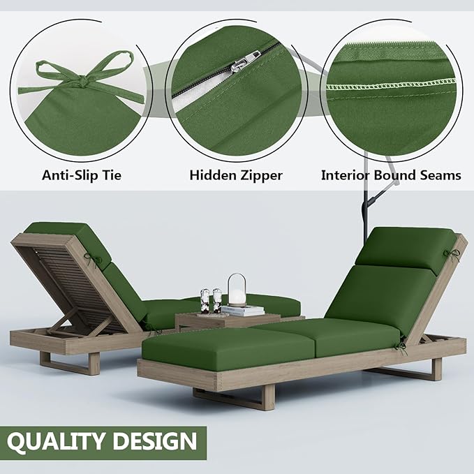 2 Pcs Chaise Lounge Cushions Outdoor, 80 x 26 x 4 Inch Lounge Chair Cushions for Outdoor Furniture - Waterproof Lounge Patio Replacement Cushion, 4In Fade-Resistant ThickPatio Chaise Lounge Cushion