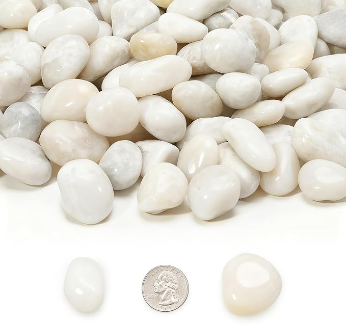 Mr. Fireglass 10lb White River Rocks, 3/8 inch Natural Decorative Polished Pebbles Aquarium Gravel Stones for Landscaping, Indoor Plants, Vase, Succulent, Fish Tank