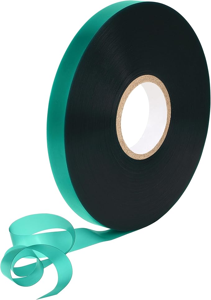 Stretch Tie Tape Roll -150 Feet 1/2" Non-Sticky Garden Tie Roll Thick Sturdy Garden Plant Ties Green Vinyl Stake Plant Ribbon for Tomatoes, Grapes and Trees Green Garden Ribbon