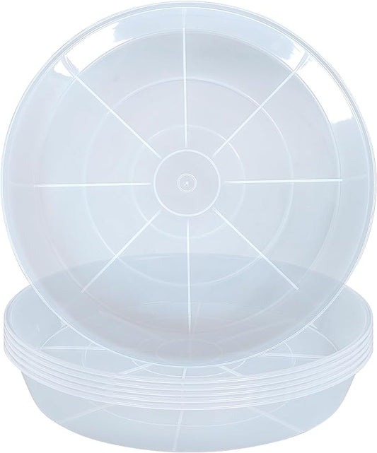 Clear Plant Saucer 6 Pack 12 inch, Heavy Duty Round Plastic Plant Tray Saucers for Indoors Outdoors Garden, Flower Planter Water Drip Trays for Pot, Plant Dish