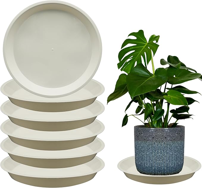 12 Pack 12 Inch Round Plant Saucers for Less 10 Inch Pot Indoors Outdoors Plant Trays for Pots Planter Saucer Plastic Drip Tray Planter Water Tray (White, 11.8"(6pcs))