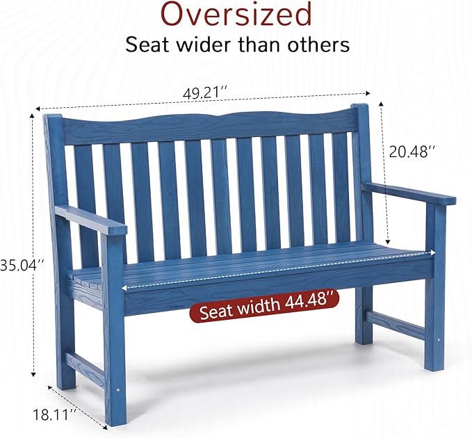 Stoog Outdoor Chairs & Bench Set, All-Weather Patio Furniture Set, Include 2 Patio Chairs and 1 Bench, Blue