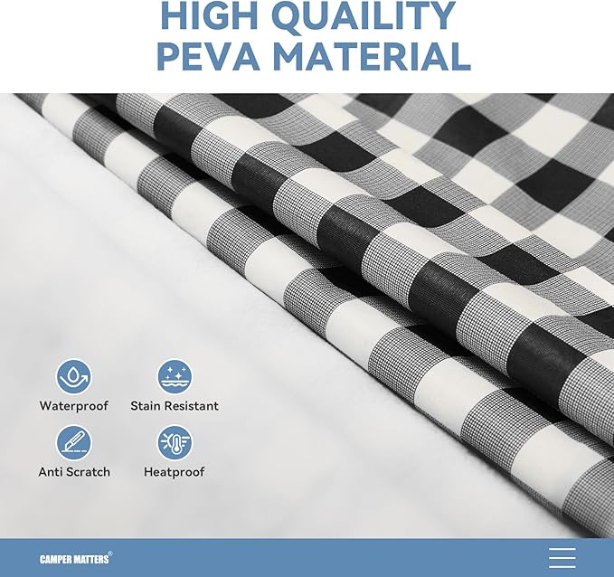 Picnic Table Cover and Bench Covers, Fitted Tablecloth Cover with Elastic Edge, Water and Oil Proof, for Outdoor, Garden, Camping, 72x28 Inch, 3 Pieces Set, Black & White