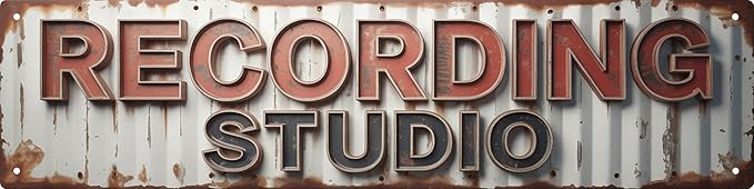 WSUPBPR Recording Studio Metal Sign 4x16in Professional Plaque for Music Room Wall Decor Audio Gift