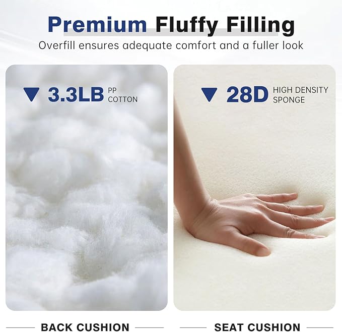 Belord Luxury 6" Thick Outdoor Cushion 6 Set - 22 x24 Inch 28D Sponge Filling Fade-Resistant Chair Cushion, Spill Proof Removable Patio Furniture Replacement Cushion for Sofa Bench Swing - Blue