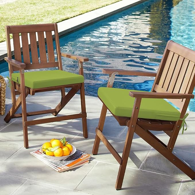 idee-home Outdoor Chair Cushions Set of 4, 19" x 19" Outdoor Seat Cushion Waterproof Patio Furniture with Ties, Dining Chair Pads