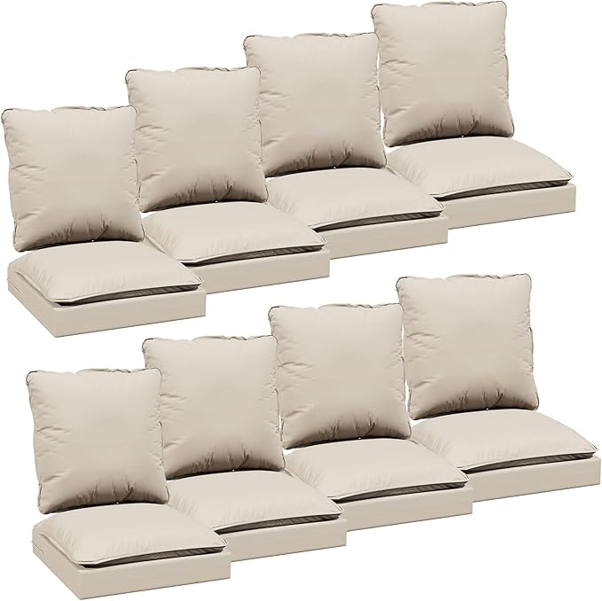 Joyside Outdoor Chair Cushions Set, 24x24 Inch Smile Patio Furniture Cushions, 6’’ Thick, Double-Layer, Water Resistant & Fade Resistant, Outdoor Replacement Cushions for Seat and Sofa