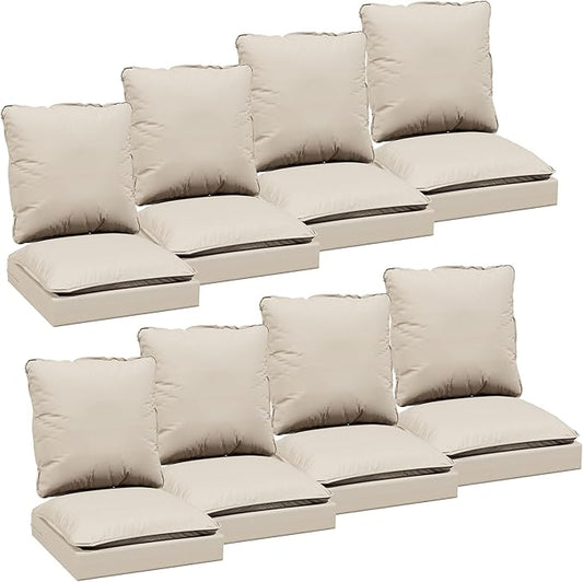 Joyside Outdoor Chair Cushions Set, 24x24 Inch Smile Patio Furniture Cushions, 6’’ Thick, Double-Layer, Water Resistant & Fade Resistant, Outdoor Replacement Cushions for Seat and Sofa