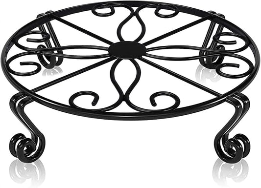 Black Plant Stand for Flower Pot Heavy Duty Potted Holder Indoor Outdoor Metal Rustproof Iron Garden Container Round Supports Rack for Planter Bronze, Pumpkin Stand Outdoor