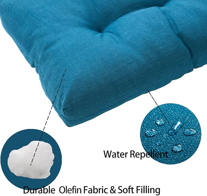 FUNHOME Outdoor Bench Cushion 48 x18 inch with Non-Slip Grips,Water Resistant Porch Swing Cushion,Bench Pillow Pads,Tufted Cushions for Patio Garden Furniture,48" Seat Cushions(Light Blue)