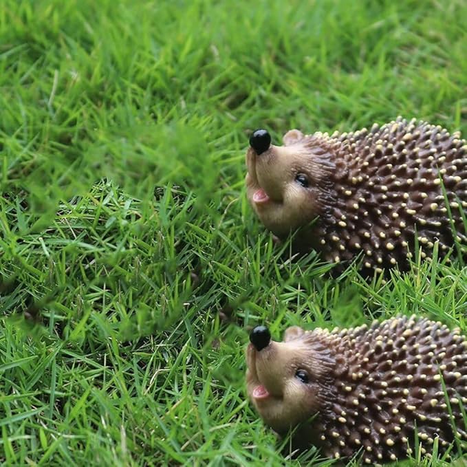 1PCS Miniature Hedgehog Figurines Adorable Garden Statue Decoration Lively Animal Sculpture Hedgehog Ornaments for Home Patio Lawn Outdoor B