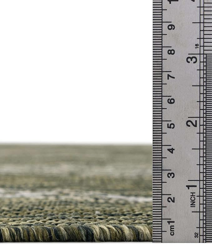 Unique Loom Outdoor Botanical Collection Area Rug - Leaf (13' Square, Green/ Ivory)