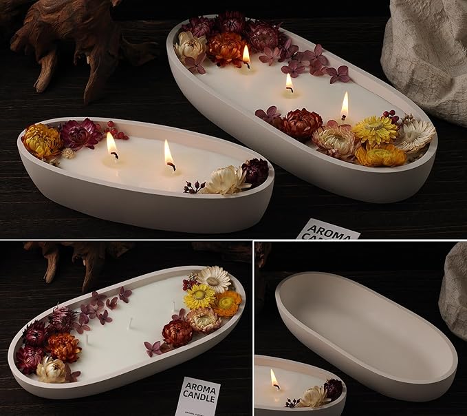 Wehous Large Bowl Resin Mold, 11.6'' Oval Bowl Silicone Molds for Resin Concrete Cement, Epoxy Casting Mold for Jewelry Makeup Storage Container Candle Boat Succulent Pot, Table Home Decoration