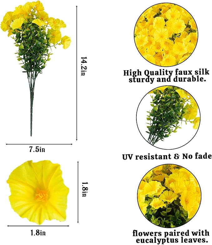 Christmas Artificial Mums 12 Bundles Yellow Bulk Fake Flowers Faux Planters Real Touch Stems for Outdoors Fall Silk Flower UV Resistant Urn Filler Front Porch Thanksgiving Decorations for Home Garden