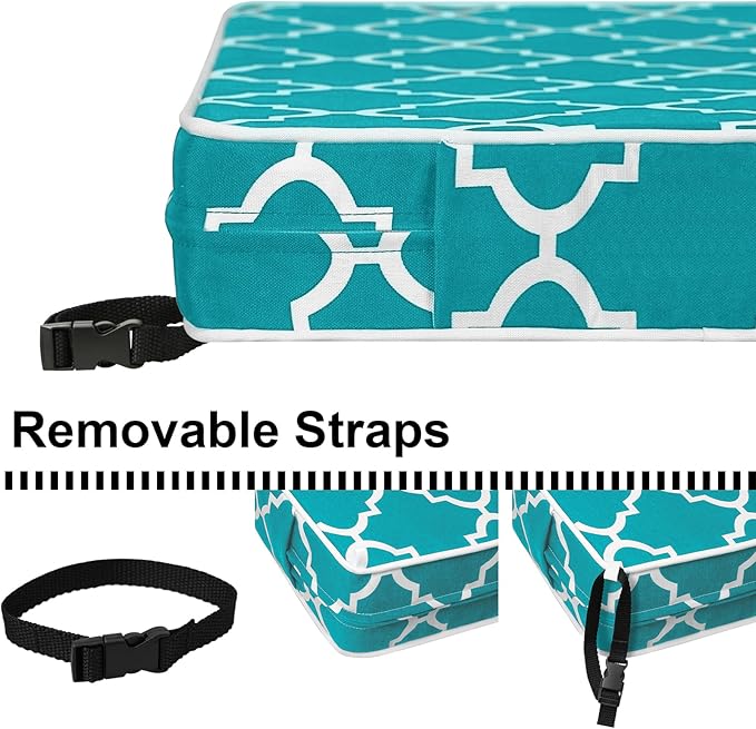Outdoor Loveseat Cushion Set 44''x24'', Outdoor Cushions for Patio Furniture with Fastness Cover, Water Repellent Outdoor Seat Cushion and Couch Back Cushions for Bench, Swing (Aqua Plaid, 2 Sets)