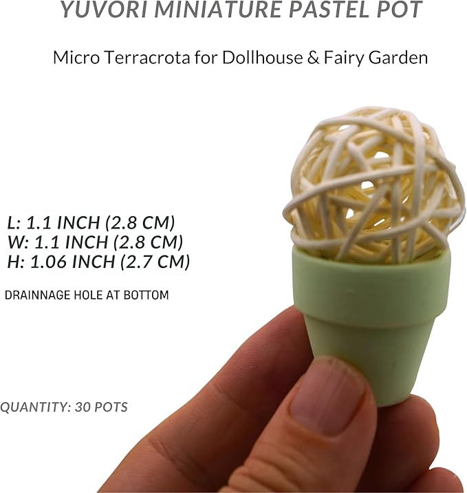 Mini Pastel Terracotta Pots for Micro Gardens – 30 Pack, 1.1” Tiny Breathable Clay Planters, Macaron Colors, for Moss, Fairy Gardens, Dollhouses, and Succulents (Yellow, 1.1 Inch)