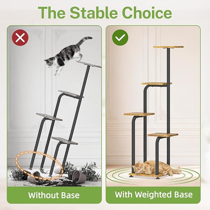 iDavosic.ly Tall Plant Stand Indoor, 4 Tier Corner Multiple Flower Holder Shelf with Wooden Trays, Space Saving Display Rack for Living Room Balcony Patio Porch Outdoor | Black & Brown