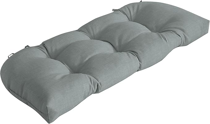 Arden Outdoor Wicker Settee Cushion, 41.5 x 18, Rain-Proof, Fade Resistant Stone Grey Leala