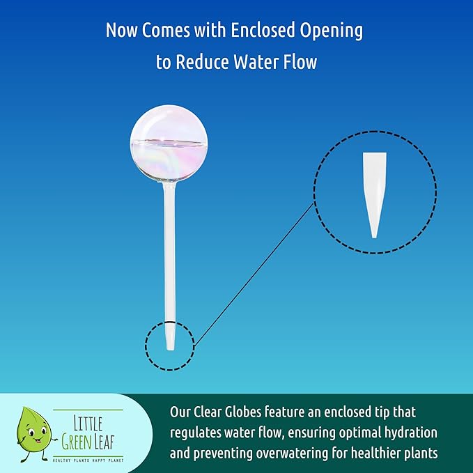 Automatic Plant Watering Globes Self Watering Planter Inserts (Set of 2) | Hands Free Clear Glass Bulbs | Planter Spikes to Support Indoor & Outdoor Plant Health (200ml)