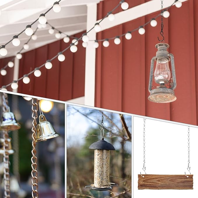 6-Pack Chain for Hanging Plants, 33cm(13 Inch) Adjustable Hanging Chain with Hooks for Bird Feeder/Planter/Lantern/Wind Chime, Iron Basket Extender Hanger [Silver]