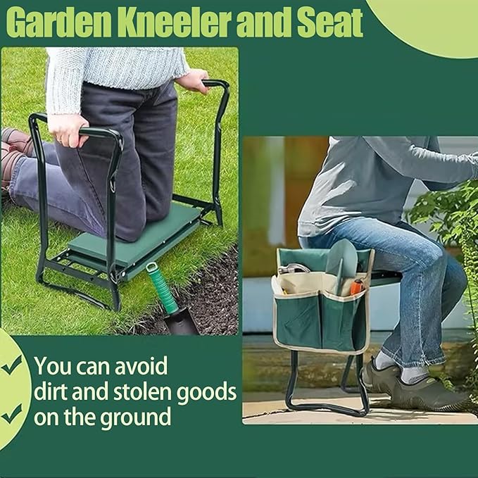 Garden Kneeler and Seat with Thicken & Widen Soft Kneeling Pad,Foldable Garden Stool Heavy Duty Gardening Bench for Kneeling and Sitting,Great Gardening Gifts for Women&Seniors