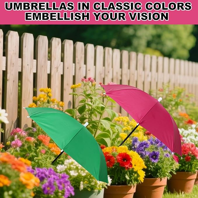 2pcs Adjustable Plant Umbrellas, Waterproof Garden Parasols with Metal Poles & H-Shaped Stakes Outdoor Sun Shade Cover for Potted Plants Flowers Vegetables