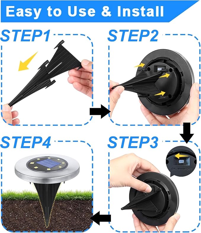 Solar Ground Lights, Waterproof Solar Garden Lights, Upgraded Outdoor Garden Waterproof Bright in-Ground Light, Landscape Lighting for Pathway,Yard,Deck,Lawn,Patio,Walkway (12 Pack Warm Light)