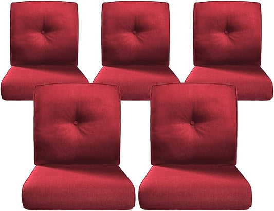 Belord Luxury 4" Thick Outdoor Cushion 5 Set - 22 x24 Inch 28D Sponge Filling Fade-Resistant Chair Cushion, Spill Proof Removable Patio Furniture Replacement Cushions for Sofa Bench Swing - Red
