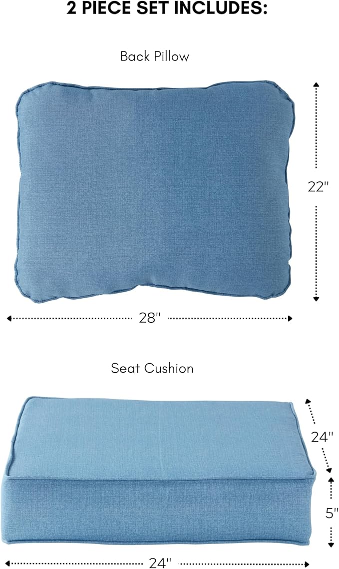 Greendale Home Fashions Outdoor 2-Piece Deep Seat Cushion Set, Blue Heather