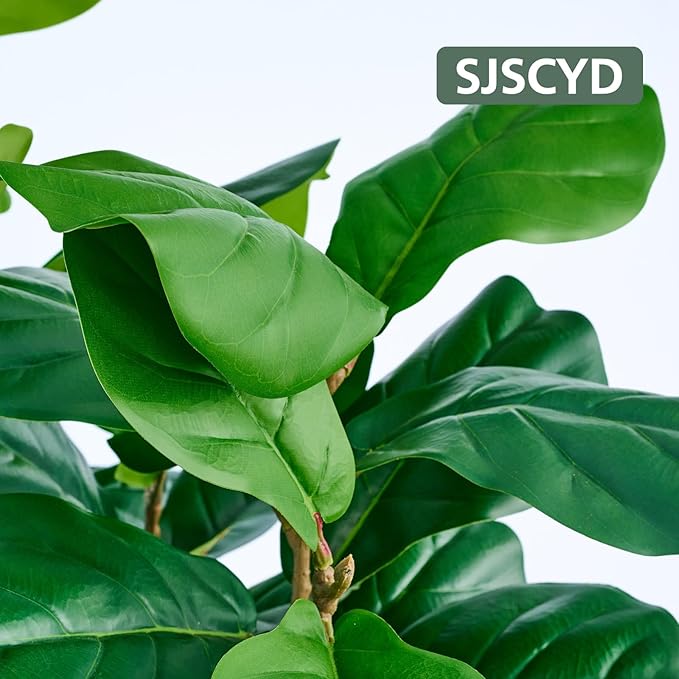 Fiddle Leaf Fig Tree, 6ft Artificial Tree with White Tall Planter, Large Faux Plants Indoor, Fake Fig Tree in Pot for Home Office Bedroom Living Room Decor Garden Outdoor Housewarming Gift