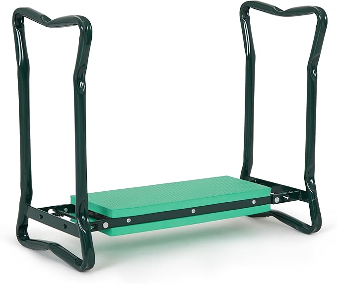 Backyard Expressions Garden Kneeler & Seat – 2-in-1 Garden Stool and Kneeler, Foldable Gardening Bench with Cushioned Pad for Weeding, Planting & Yard Work