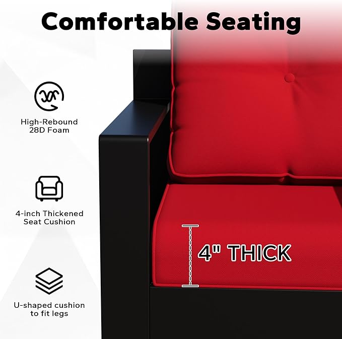 Joyside Outdoor Chair Cushions Set, 22x25/22x24 Inch Patio Furniture Deep Seat Cushions, Water Resistant & Thick Cushion, Outdoor Replacement Cushions for Seat and Sofa