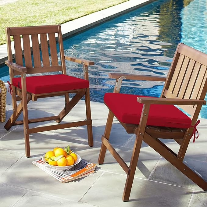 idee-home Outdoor Chair Cushions Set of 4, 19" x 19" Outdoor Seat Cushion Waterproof Patio Furniture with Ties, Dining Chair Pads