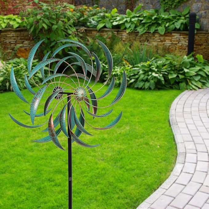 VEWOGARDEN Large Wind Spinners Outdoor Waterproof Metal Wind Sculptures & Spinners for Garden Patio Lawn Decor Artistic Gift, Light Green