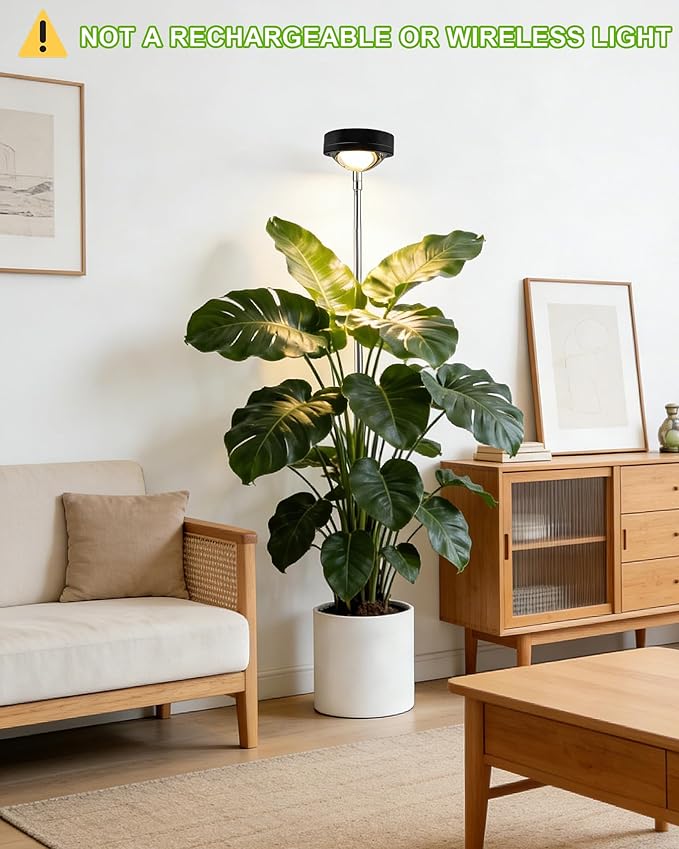 yadoker Plant Grow Light, LED Growing Light Full Spectrum for Indoor Plants,Black Magnifying Glass Plant Lights,Height Adjustable, Automatic Timer, 5V Low Safe Voltage,Idea for Large